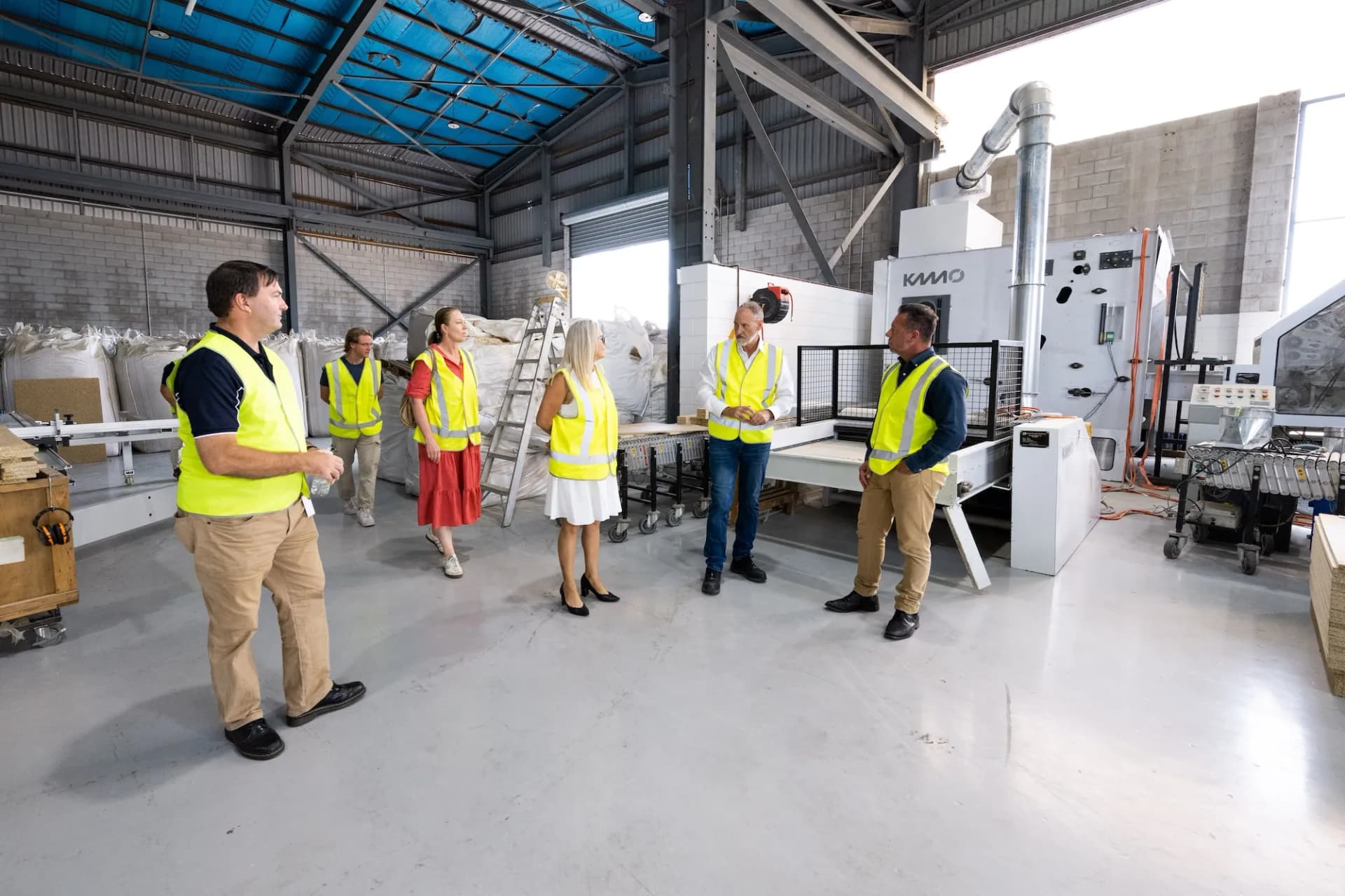Team walkthrough on the factory floor