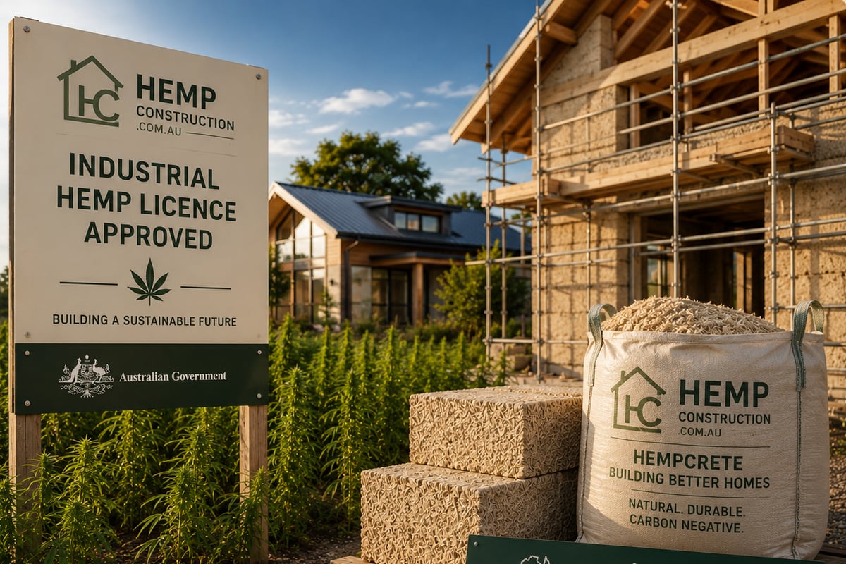 Vast industrial hemp field at golden hour in rural Australia